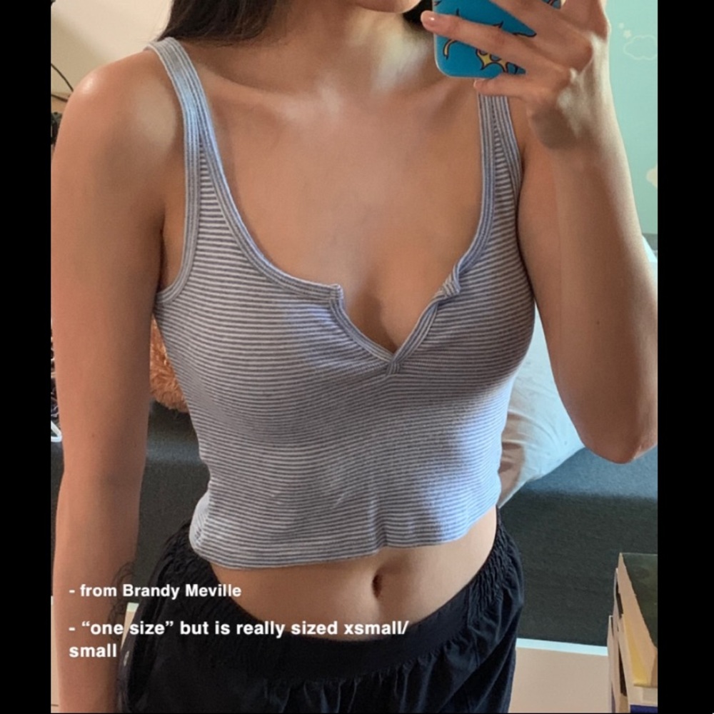 Brandy Melville light blue/white striped tank top